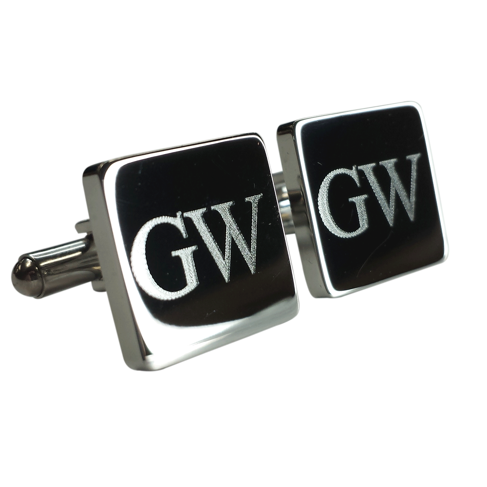 Personalised Engraved Square Silver Cufflinks Ties n' Cuffs